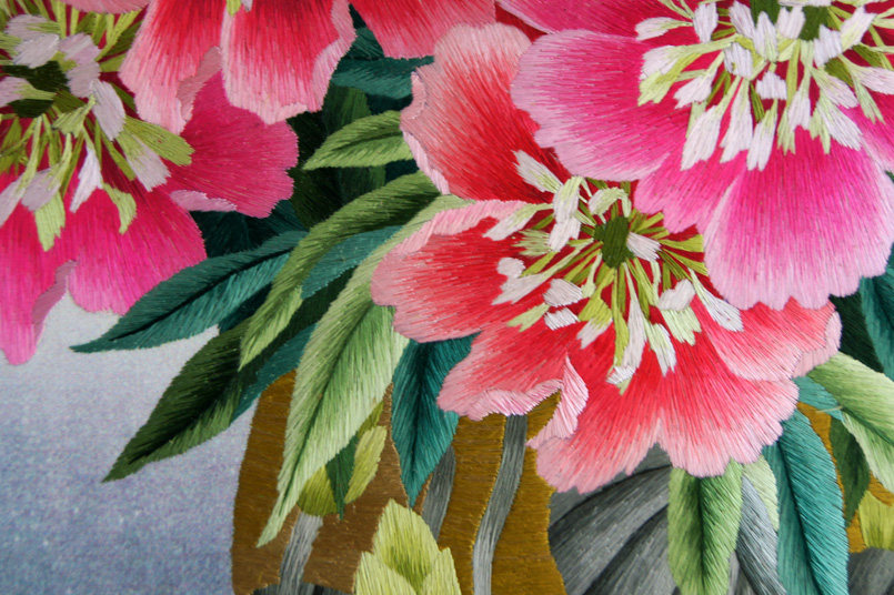 苏绣单面绣 王亚星工作室《富贵平安》