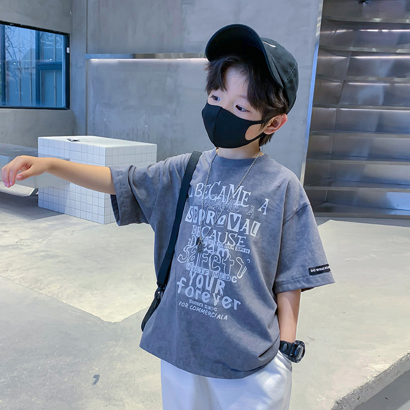 童装短袖2024夏季新款韩版印花圆领半袖t恤中大男孩帅气外穿上衣