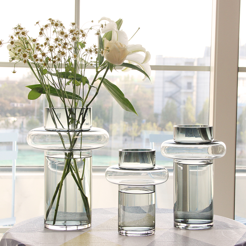 北欧小蛮腰玻璃花瓶透明创意客厅插花