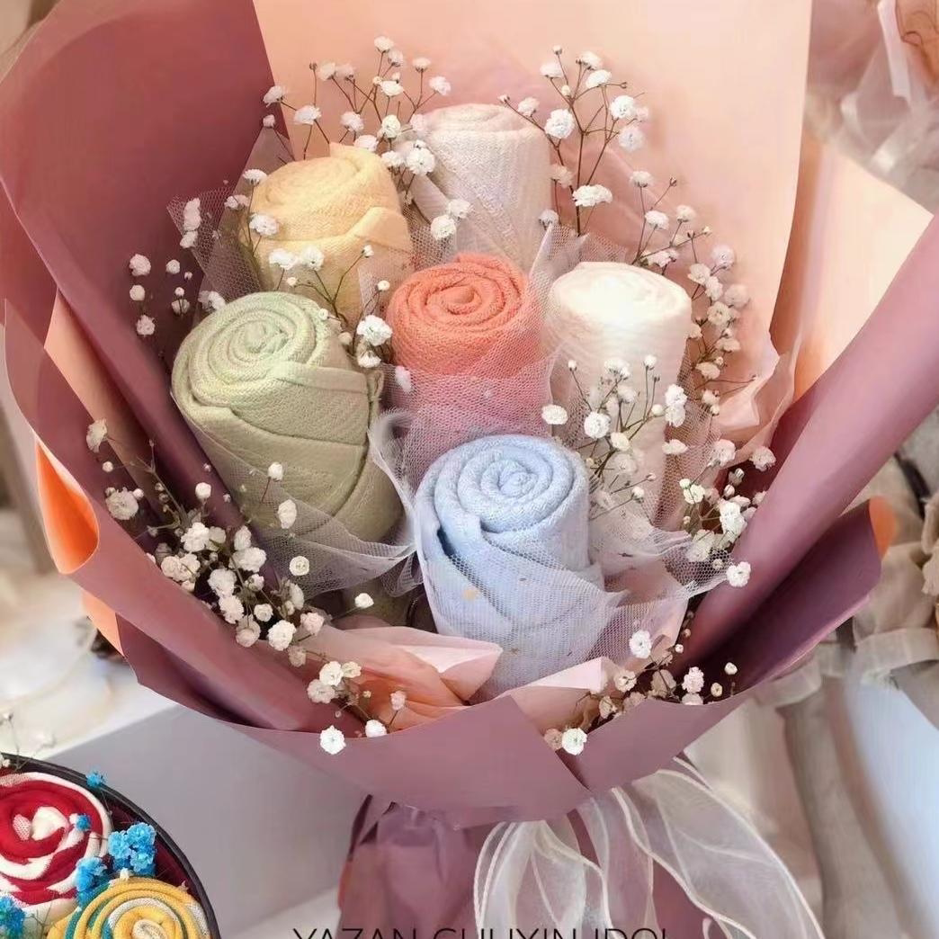 劳动节母亲节雅赞精致花束纯棉毛巾制实用节日送礼公司福利可定制