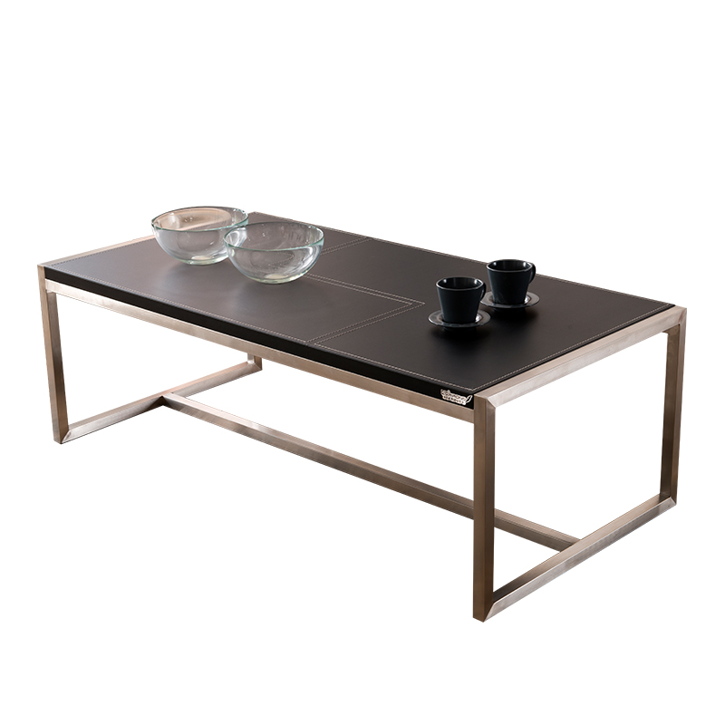 日荣办公家具简约皮革办公时尚现代不锈钢接待室长方形茶几桌泡茶