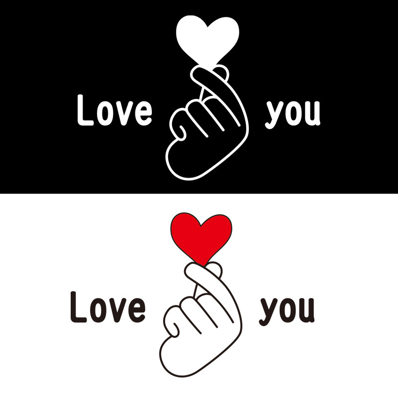 比心烫画男女情侣亲子装爱心字母图案短袖热转印熨烫贴装饰贴定制