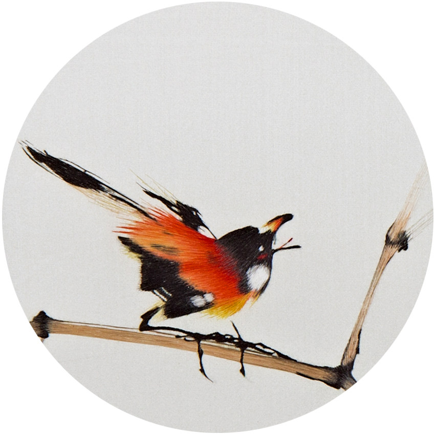 湘绣手工刺绣 单面绣精品壁挂 写意花鸟