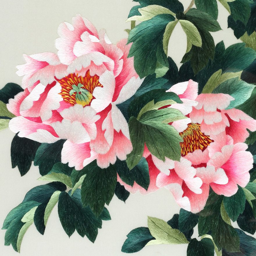 湘绣单面绣 《花开富贵》 国家非遗 手工刺绣壁挂