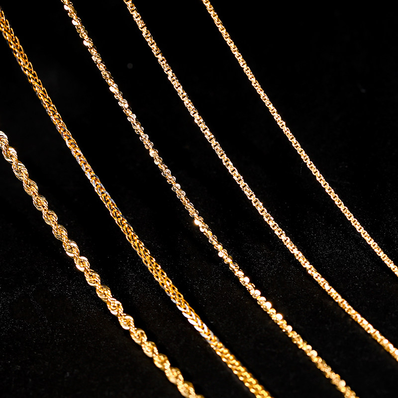 现货 ink珠宝18k金日本素链百搭肖邦链麻花链毛衣链60cm可调节