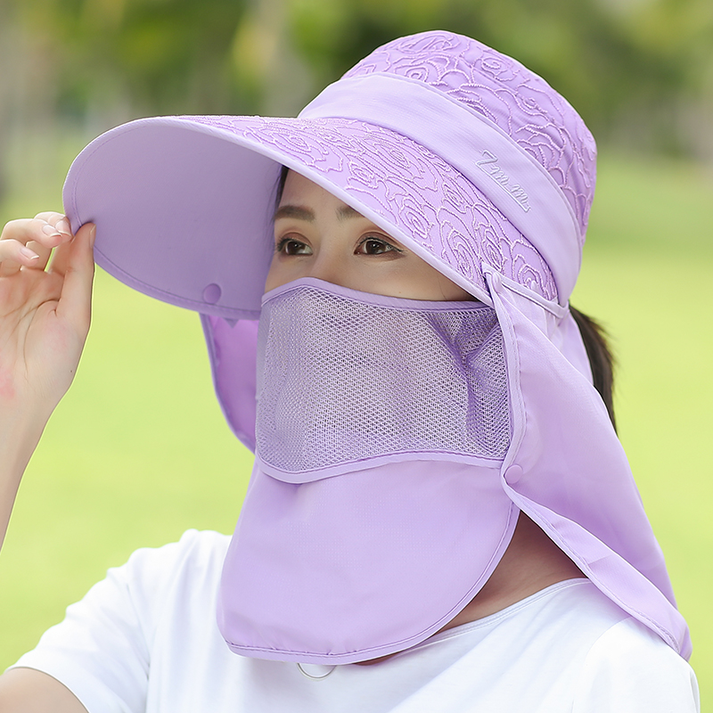 夏季帽子女款遮阳帽大帽檐防晒帽干农活采茶帽遮脸防紫外线太阳帽