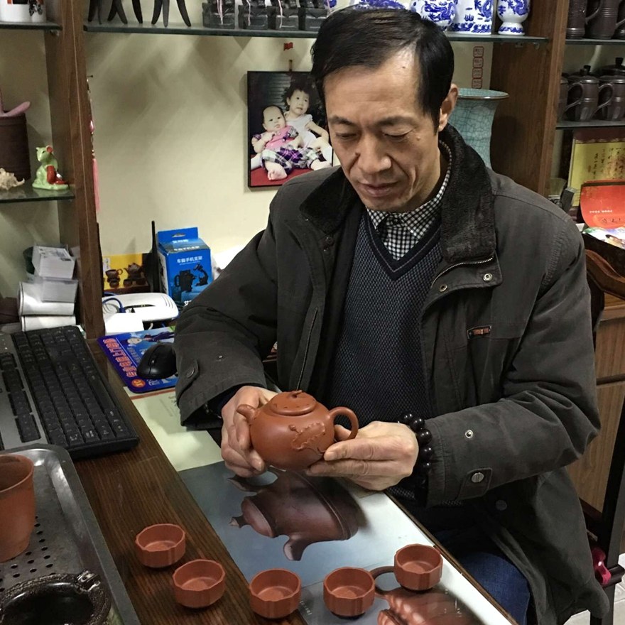 紫砂老艺人 蒋海华 莲花壶 朱泥 370cc