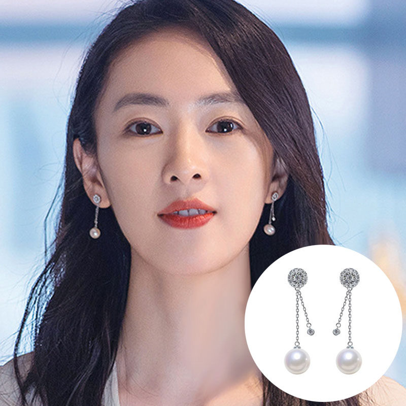 三十而已顾佳童瑶同款耳环精致珍珠耳饰贝珠长款流苏耳坠耳钉