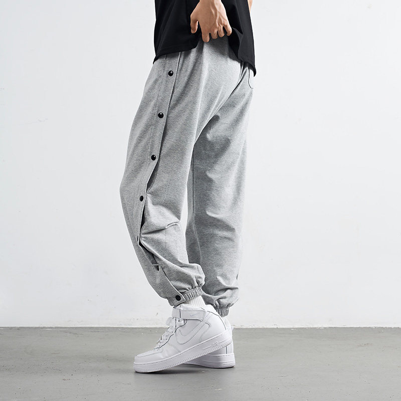 fog排扣裤男春夏季薄款宽松半开扣直筒束脚cba篮球训练运动aj卫裤