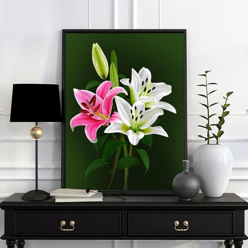 十字绣小件2021新款小幅线绣百合花卧室手工饭厅简单自己花卉礼物