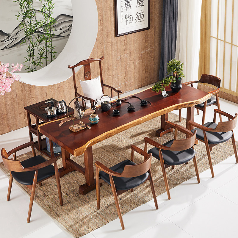 实木茶几茶桌椅组合简约现代功夫茶台原木新中式茶艺桌会客泡茶盘