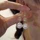 波西米亚闪亮钻球珍珠流苏耳环女轻奢气质法式耳钩高级感百搭耳饰