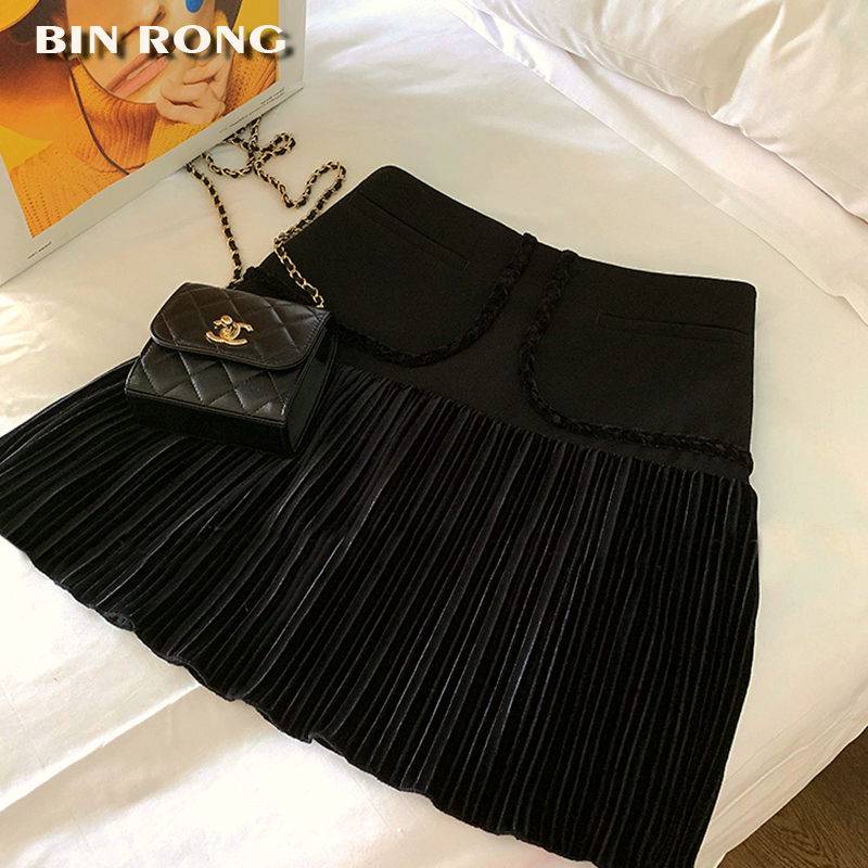 半身裙女秋冬短裙丝绒渐变高腰垂感百褶气质裙子春秋赫本风a字裙在类目 女装/女士精品, 半身裙中 - 来自Buy2taobao.com提供专业的淘宝代购服务