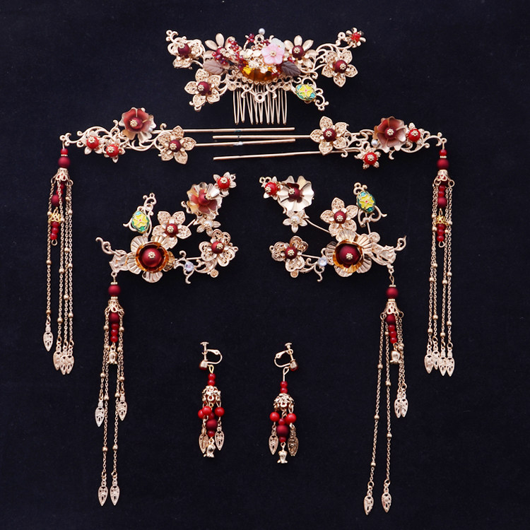 新娘头饰中式凤冠结婚古装发饰套装2020新款秀禾和服龙凤褂配饰品