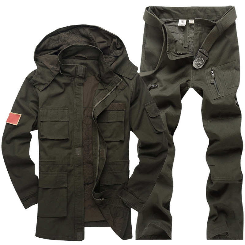 军野行春秋户外运动男军迷服饰纯棉野战军绿色套装工装战术登山服