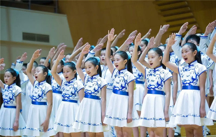 六一儿童合唱服中国风青花瓷表演服学生朗诵活比赛动主持礼服套装