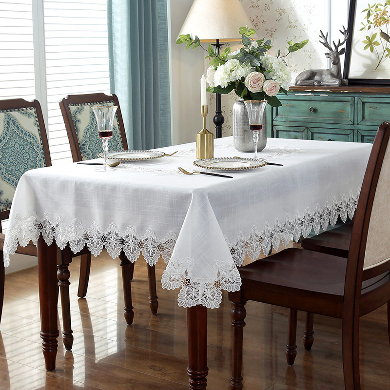 现代简约白色餐桌布客厅长方形茶几布床头柜盖巾正方形电视柜桌旗