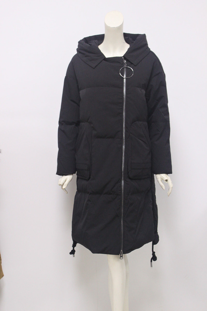 艾莱依617105018正品假一赔十断码价女冬季羽绒服 金属环解构大衣