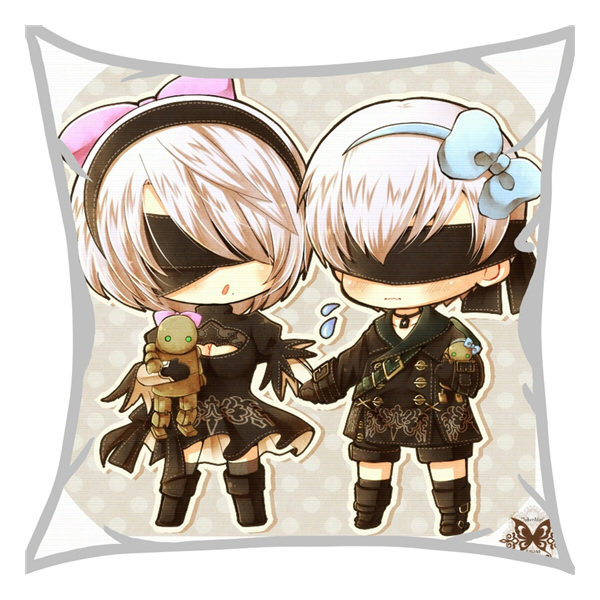 茶猫屋日本动漫周边尼尔机械纪元q版2b小姐姐方形抱枕靠垫满包邮