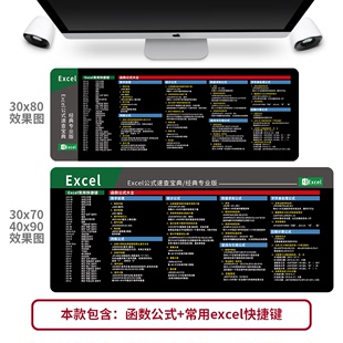 电脑Excel函数快捷键办公使用说明 超大键盘垫 加厚鼠标垫 定做