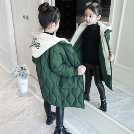女童秋冬装外套韩版2019新款棉服女孩中长款洋气棉衣儿童加厚棉袄