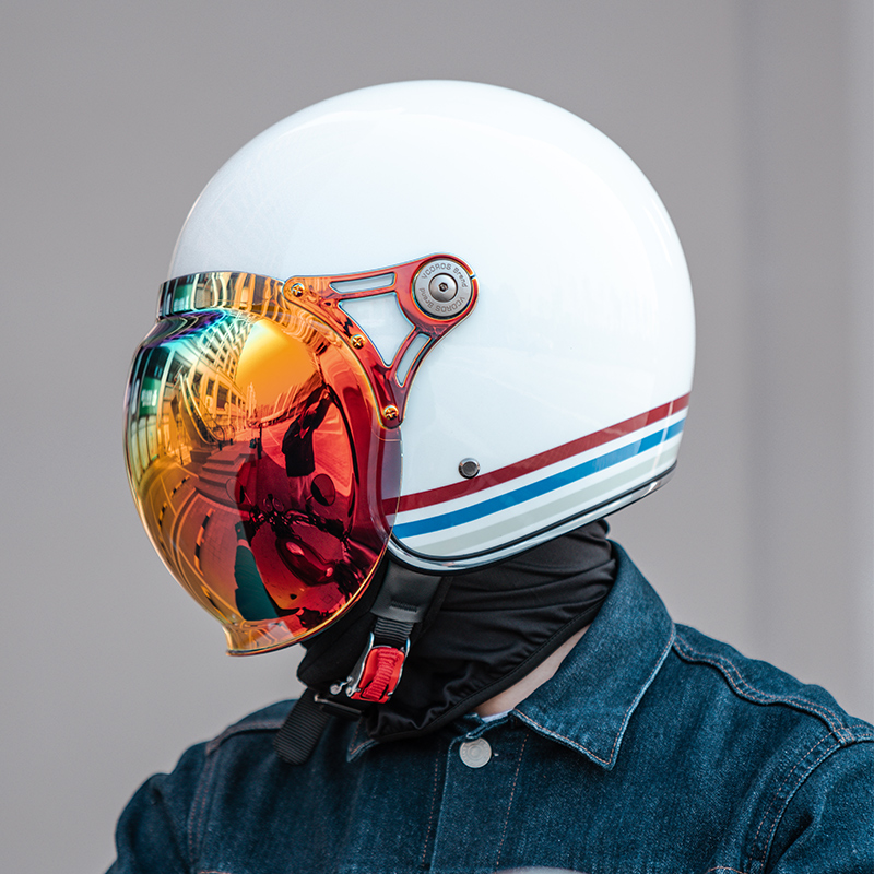 VCOROS碳纤维头盔男女玻璃钢4X大码哈雷机车头盔复古摩托车半盔