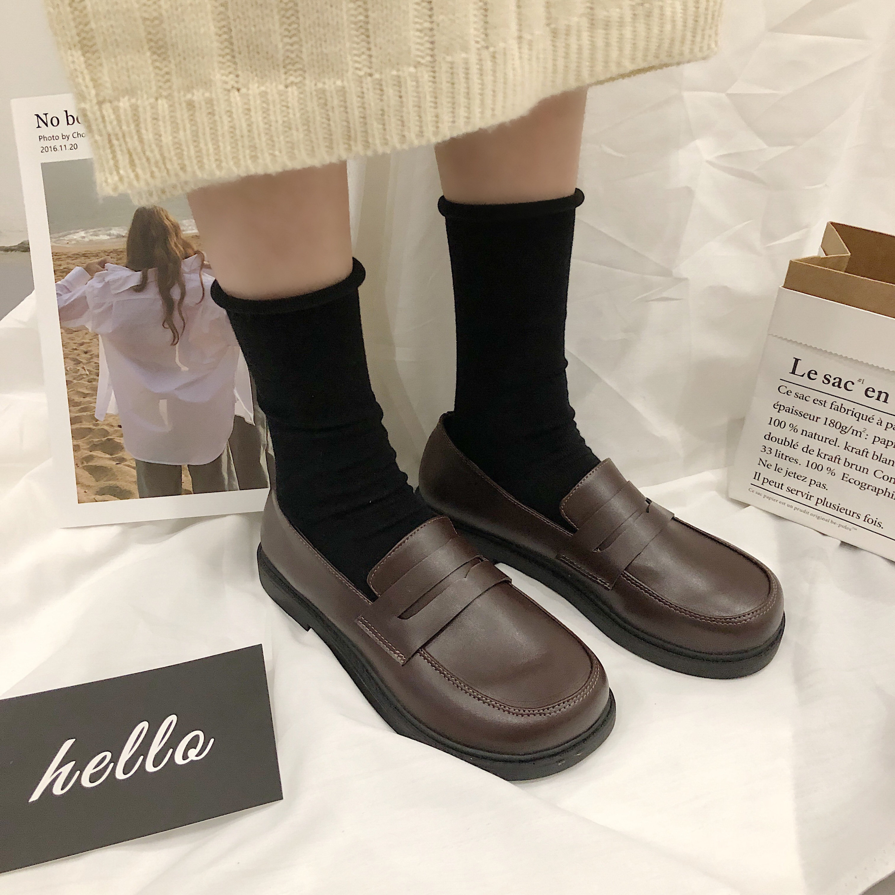 大头鞋女森系小皮鞋哑光jk基础款制服鞋正统低帮英伦风厚底女单鞋