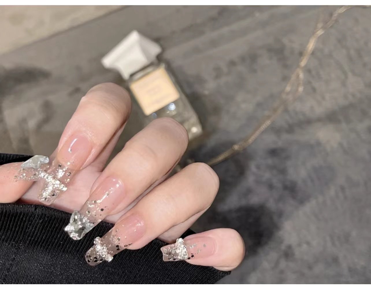 jiajia手工定制甲片拆卸穿戴假指甲小红书爆款闪闪极光钻温柔美甲