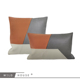 现代简约橙灰皮革拼接抱枕套样板间客厅沙发靠垫腰枕床头方形靠背