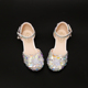 儿童水晶鞋婚礼水钻演出亲子一字式带包头公主舞蹈女大童高跟凉鞋