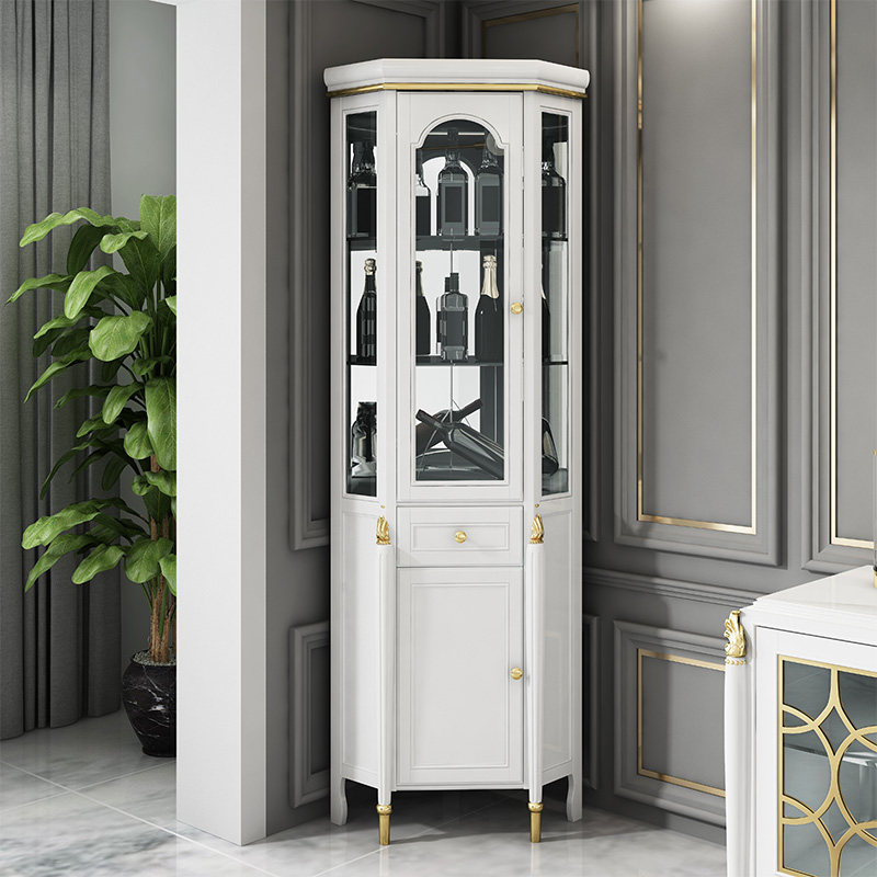 角柜抽屉墙角柜三角形客厅实木餐边三角柜玻璃门拐角简约转角酒柜