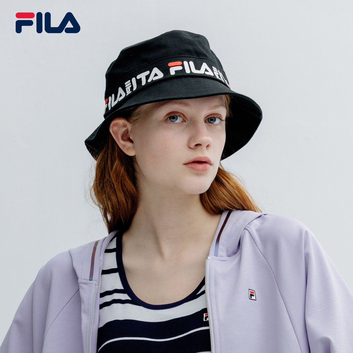 fila 斐乐官方 情侣款圆帽 2019夏季新品潮流时尚logo印花渔夫帽