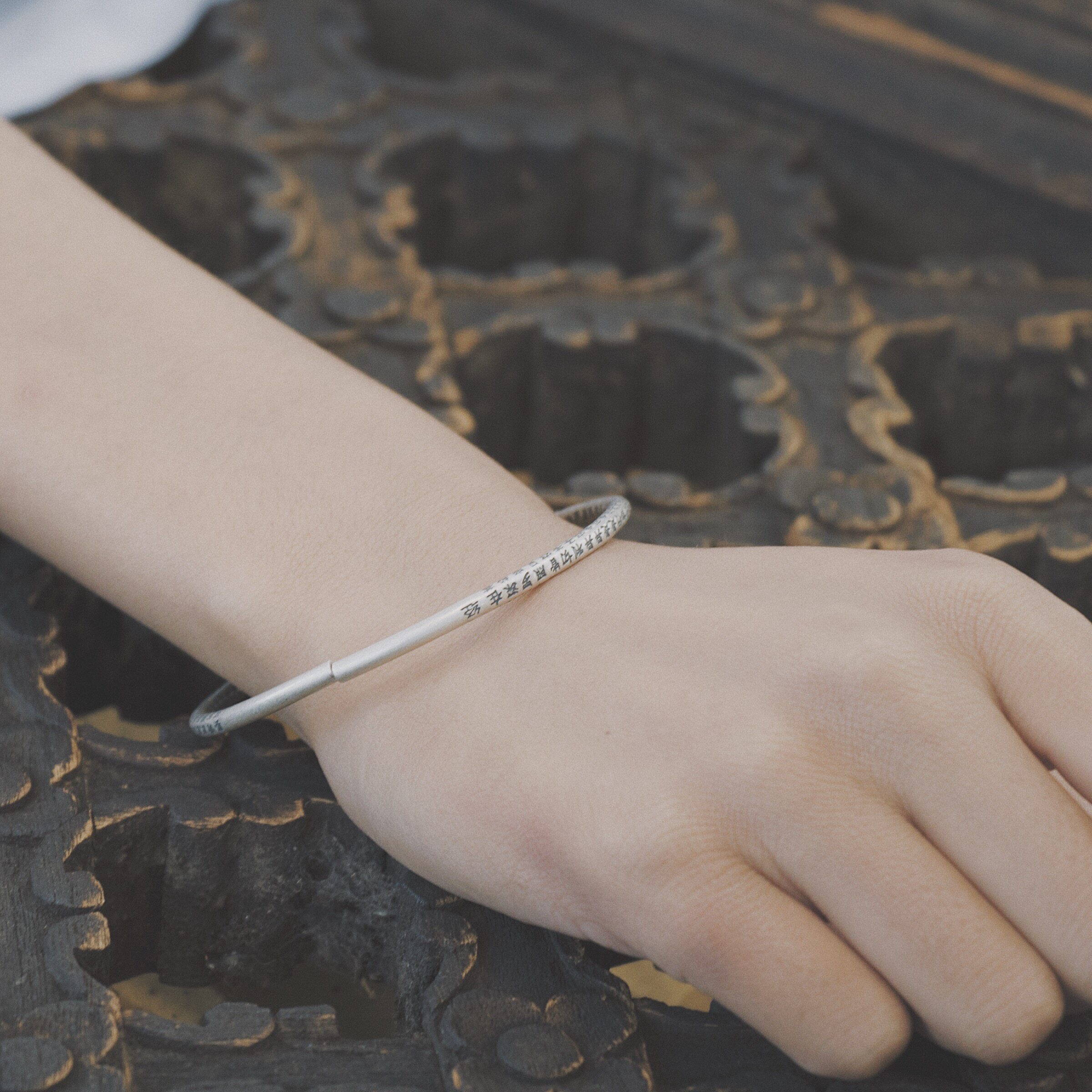 一折雪花银手镯