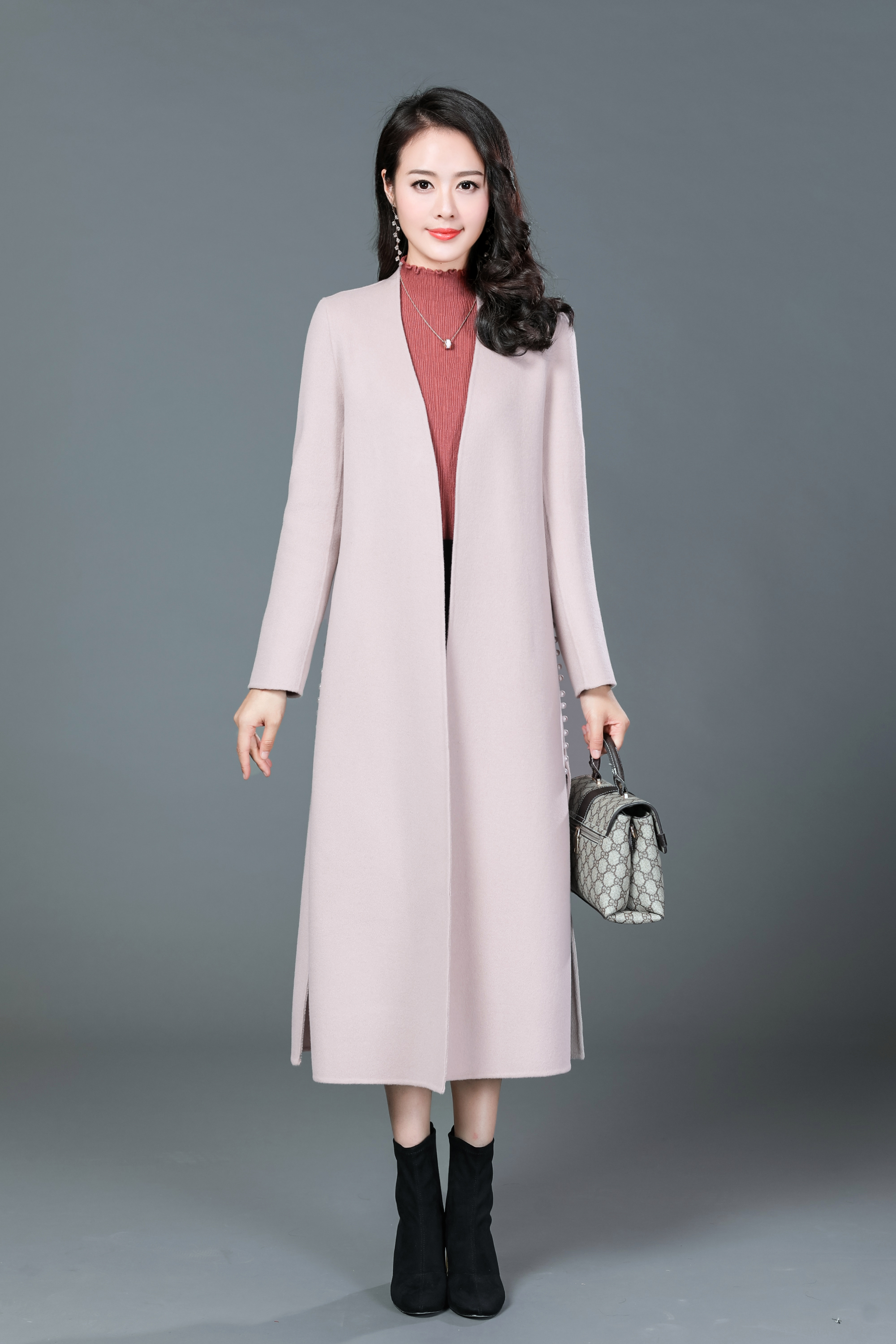 定制双面羊绒大衣最新款高端修身纯手工羊毛毛呢外套