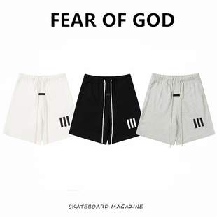 FEAR OF GOD FOG复线Essentials三条杠硅胶男女宽松运动五分短裤