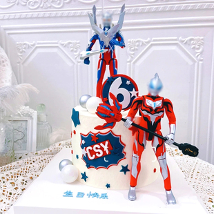 赛罗捷德蛋糕装饰摆件泽塔英雄超人插件生日礼物主题男孩玩具套装