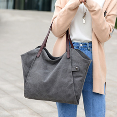 新款韩版简约帆布女包休闲女士单肩包大容量购物袋布包旅行手提包