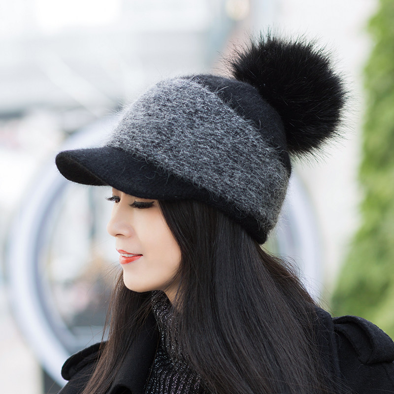 热销女士冬季帽子时尚保暖百搭_帽子女秋冬百搭韩版冬季护耳毛线帽