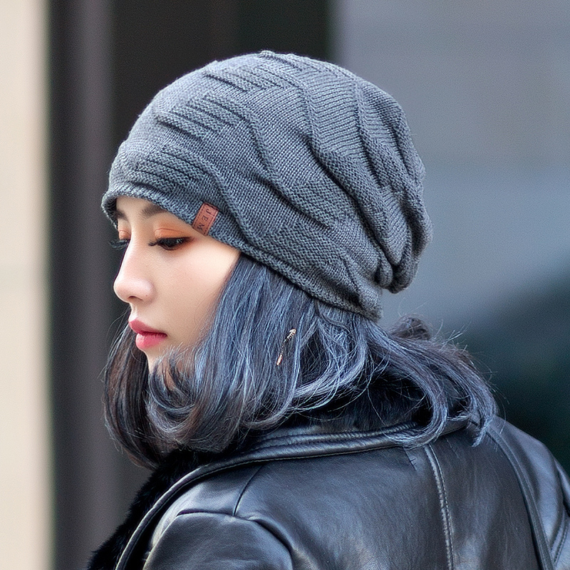 帽子女秋冬百搭时尚毛线帽潮韩国保暖加绒女士冬季女款针织堆堆帽