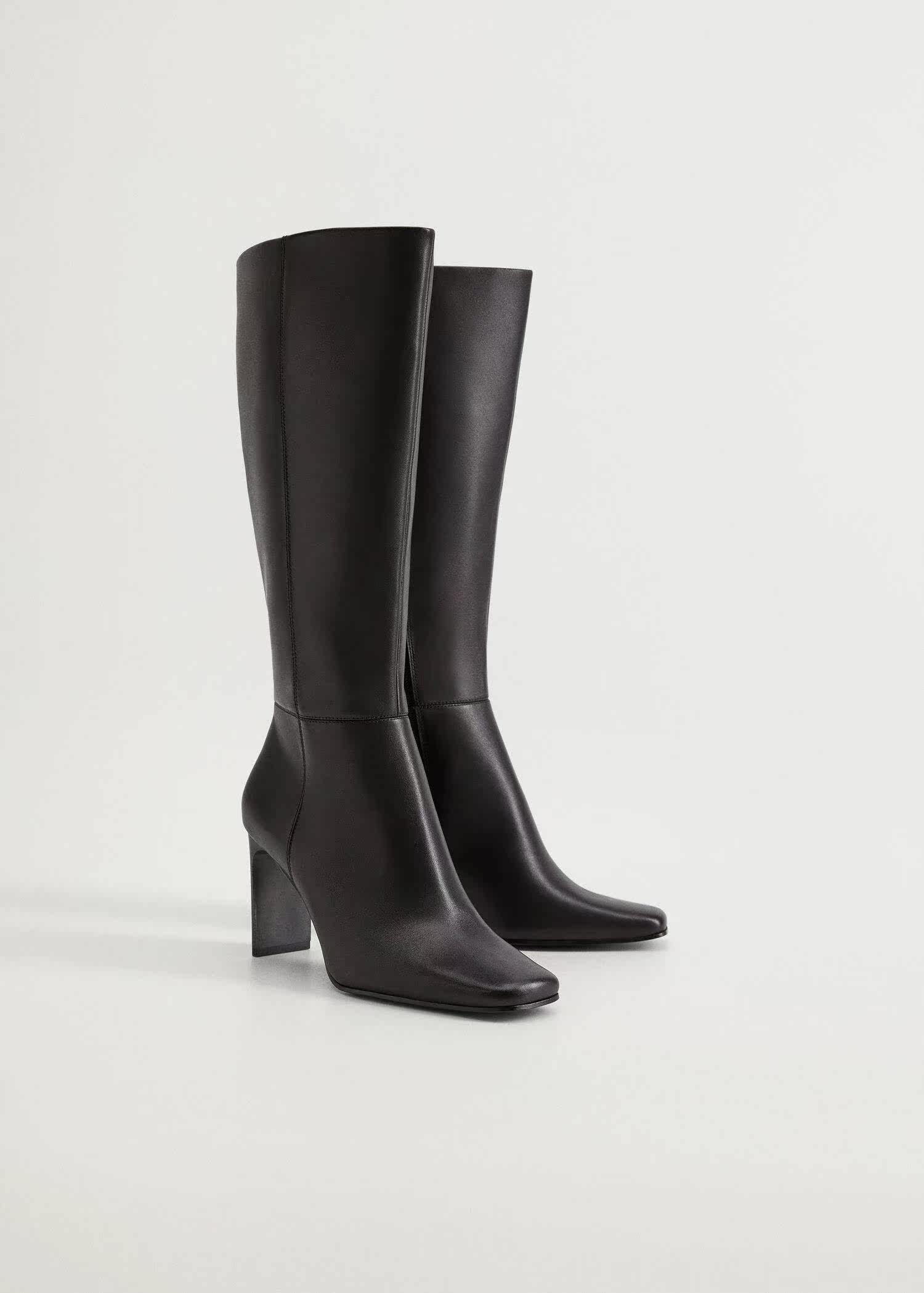 西班牙欧洲正品代购 mango 女士 高跟宽筒皮靴  77004009