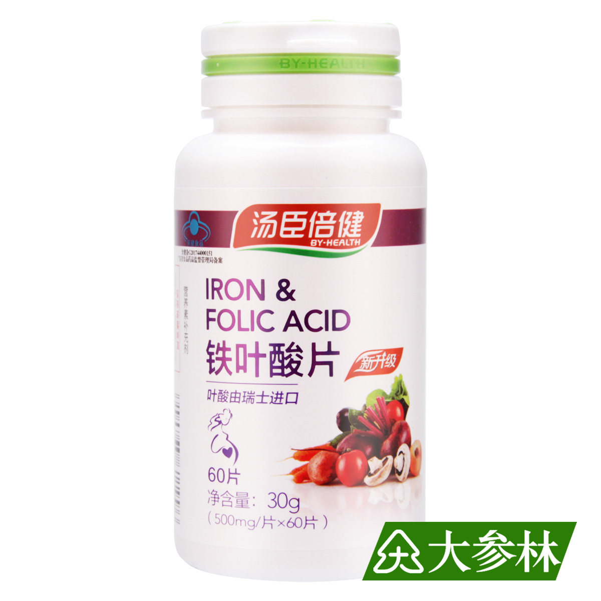 汤臣倍健 铁叶酸片  500mg*60片/瓶