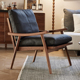 北美黑胡桃木沙发椅客厅单椅家用实木真皮休闲椅设计师单人椅单椅
