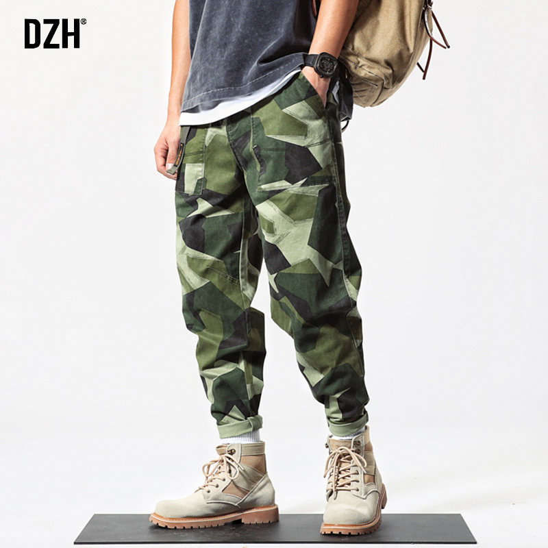 男士迷彩裤男韩版潮流百搭长裤潮牌裤子秋季哈伦裤宽松直筒休闲裤