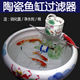 景德镇陶瓷鱼缸过滤器圆形三合一净水小型圆缸外置循环水泵增氧泵