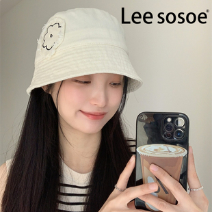 Lee sosoe帽子女夏天2024新款渔夫帽女款显脸小防晒紫外线遮阳帽