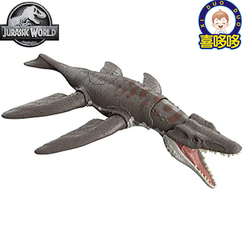 新款正版美泰侏罗纪世界声效可动沧龙恐龙滑齿龙男孩儿童玩具礼物