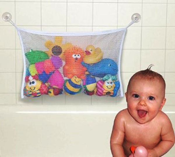 儿童洗浴用品收纳挂袋白色宝宝洗澡戏水玩具收纳袋吸盘网袋沥水袋