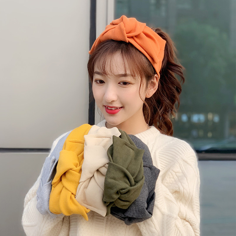 新款网红同款针织发带女士瑜伽跑步运动束发带螺纹棉透气头带发箍