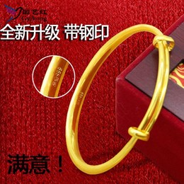 久不掉色沙金首饰999越南欧币镀金仿真假24K黄金手镯子环饰。送女