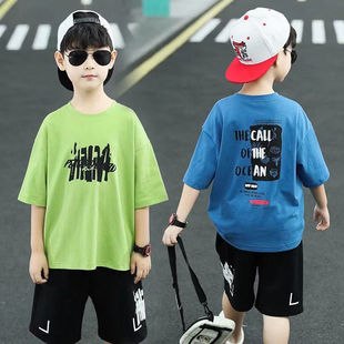 童装男童春夏季短袖套装新款潮流洋气中大童二件套男孩韩版运动款